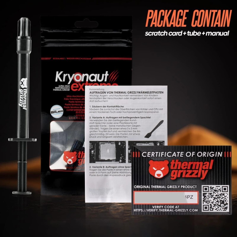 Thermal Grizzly Kryonaut Extreme Thermal Paste, 2g Combo Excellent Performance