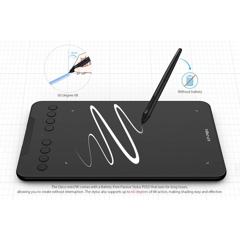 XP-PEN Deco mini7 7" Portable Graphic Drawing Tablet with Passive