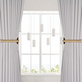 OCIOLI 4 Pack No Drill Curtain Holdbacks - Self-Adhesive/Screw-in Metal Curtain Tie Backs with Rustproof SUS304 Steel, Wall Mount Drapery Hooks, Damage-Free Installation for All Curtains (4, Gold)