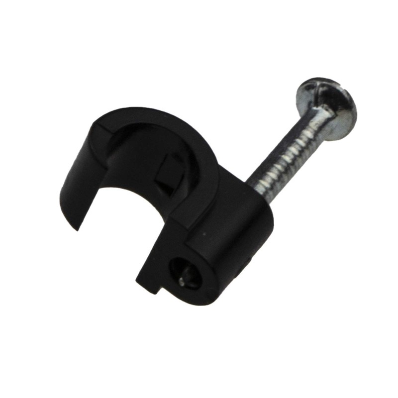 kenable Round Black 6mm to 7mm Cable Clips Secure Fastenings