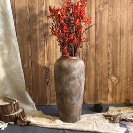 TDIAVH Rustic Farmhouse Ceramic Vase, 15.1 Inch, Floor Decor, Brown