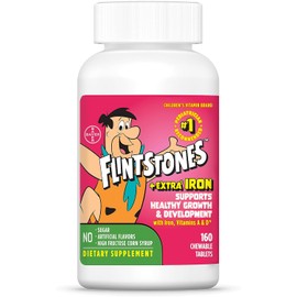 Flintstones Vitamins Chewable Kids Multivitamin with + Extra Iron for Toddler & Kid with Vitamin C, D, Vitamin B12, 160 Count (Packaging Will Vary)