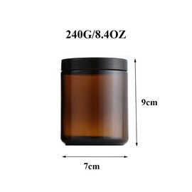 2 Pcs 8oz Amber Glass Jars Refillable Cosmetic Containers with Inner Liners and Black Lids Empty Round Cream Jars for Lotion Ointments Bath Salts Makeup Storage