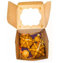 STATUS VERDE, kit 4 velas aromáticas, forma y aroma a Pan de muerto y 1 mini flor de cempasúchil, 1 mini pan de muerto