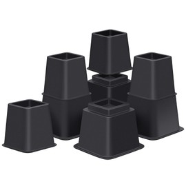 ANNKUT Bed Risers 8 inch Heavy Duty,Elevation in Heights 3, 5, 8 Inch，Adjustable Furniture Risers for Chair Table and Desk Legs Lifting (4 Pack,Black)