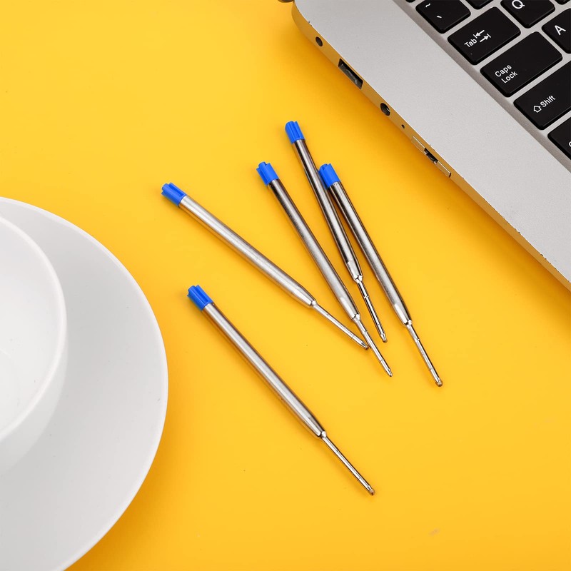TIESOME 5pcs Replaceable Ballpoint Pen Refills with Spring Metal Ball