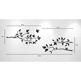 Tree Branches Wall Decal with Birds Vinyl Sticker Nursery Leaves 40" Wide X 18" High As Shown (Matte Brown)
