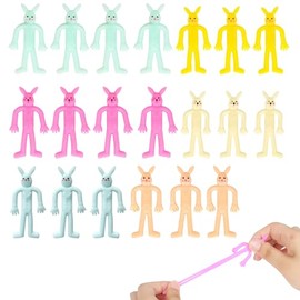 20Pcs Little Macaron Rabbit Stretchy Easter Party Bag Fillers for Kids,Stretchies Sensory Fidget Birthday Toy Strechy Rabbit Classroom Gifts Lucky Dip Prizes Toys Childrens Party Bag Fillers