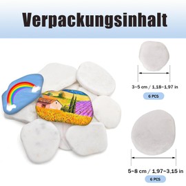 Stones for Painting, Beach Pebbles, 12 Pieces Painted Pebbles, 3-8 cm Diameter, White Flat Stones, Smooth Pebbles, Flat Stones, Decorative Stones, DIY Aquarium Stones, for Colourful Painting