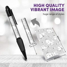 Destination Vinyl ltd Beautiful and comfortable Set of 2 Matching Pens BW - Adorable White Bunny Rabbit #37677