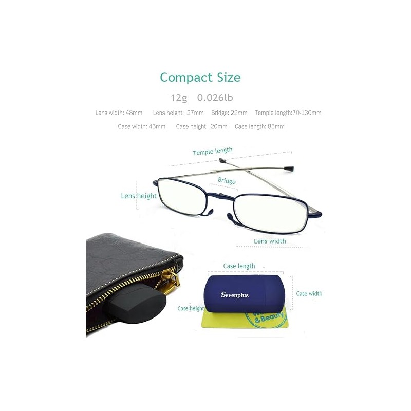 sevenplus 3 Pack Reading Glasses Blue Light Blocking, Anti UV