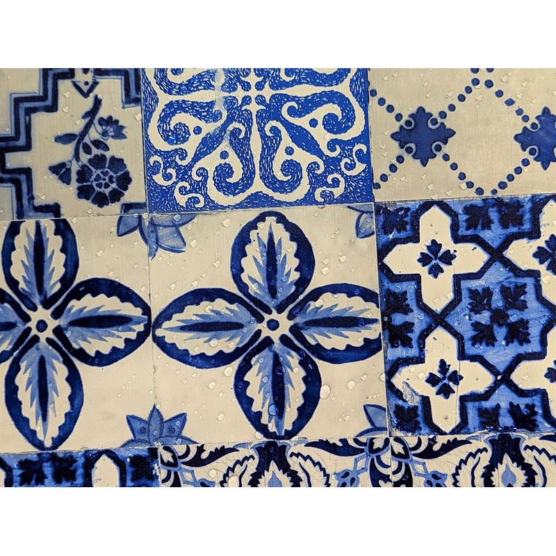 Karina Home Moroccan Tiles Blue Wipe Clean Tablecloth Vinyl PVC