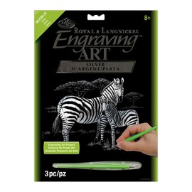 Silver Foil Engraving Art Kit 8"X10"-Zebras