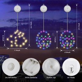 BRIGHTDECK Easter Window Lights with Suction Cup, 3 Pcs Bunny Eggs Light up Easter Decor, Battery Operated Easter Hanging Lights, Easter Window Decorations for Home, Party, Holiday(Multi-Colored)