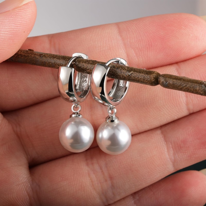 ASH'S CHOICE Silver 925 Earrings Pearls, 3 Pairs Sterling Silver