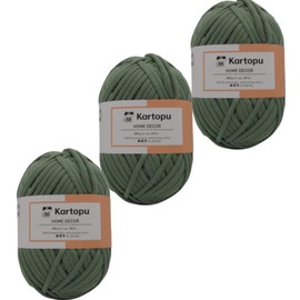 3 x 200 g Home Decor Soft Textile Yarn, Even Colouring and Yarn Thickness, Crochet Yarn for Cushion Covers, Bags, Crochet Blankets, Jersey Yarn in Large Range of Colours (Green 1431)