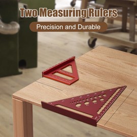 Cartlant Speed Square with 3D Multi Angle Measuring Ruler, 7 inch Miter Triangle Ruler Set, 45 and 90 Degree Woodworking Square Protractor Adjustable Multi Tool for Carpentry Engineer Builder Roofer