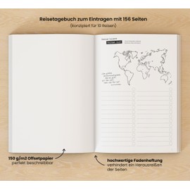 FRUITPRINTS Reisetagebuch, Notizbuch zum Aufschreiben von Erlebnissen auf Reisen