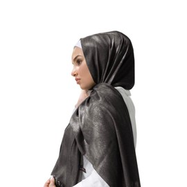 Hybeeh Sparkly Glitter Hijab Scarf for Women Shimmer Hijab Metallic Lightweight Wrap Pashmina Shawl for Women (Grey)