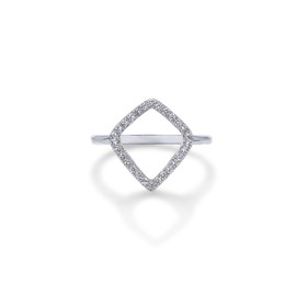 PAVOI Rhodium Plated Diamond Shaped Ring for Women | Mixed Metals Trendy Stackable Ring Jewelry | Size 7, 7, White Gold, Cubic Zirconia