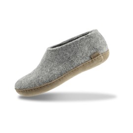 glerups dk A shoes, unisex adult felt slippers, casual shoes, leather sole (Glerups) - Grey grey, size: 44 EU