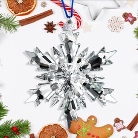 Krisidiva 2024 Annual Edition Silver Snowflake Crystal Christmas Ornaments,Annual Limited Edition Holiday Ornament (JL-Silver)