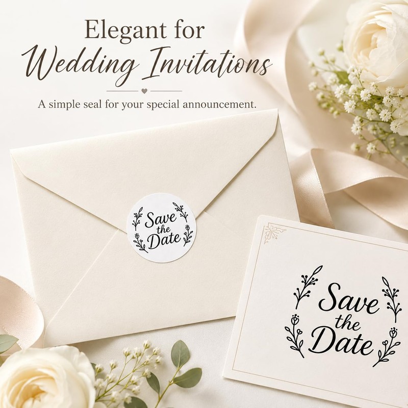 Save The Date Envelope Seal Stickers: 120 Wedding Labels