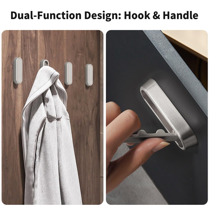 2 Pack Silver Foldable Wall Hooks Heavy Duty - Invisible