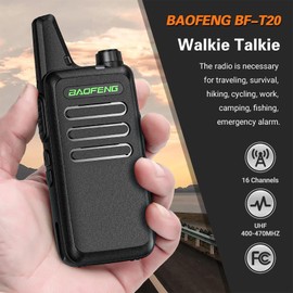 BAOFENG T20D Mini Portable Two Way Radio Long Range Walkie Talkie for Outdoor Adventures and Team Communication（4-Pack）