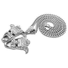 GWOOD Juggalo Happy Sad Jester Pendant with Cuban Link Chain