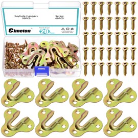 Cimeton 80PCS Keyhole Hangers Single Keyhole Hanging Plate Keyhole Shelf Hanger with Screw Keyhole Picture Hangers for Wall Mounting Coat Rack(Colored Zinc)