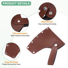 M METERXITY Hatchet Sheath, Leather Axe Sheath for 1.32LB Axe, Double Snap Axe Head Cover Portable for Outdoor Hiking/Outdoors Work Hatchet Blade Protector Hatchet Cover [Brown]