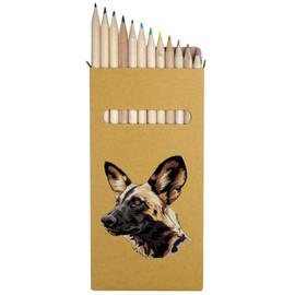 12 x 'African Wild Dog Side View' Long 178mm Coloured Pencils/Pencil Set (PE00067943)