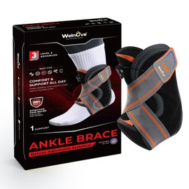 Welnove Ankle Brace: Ankle Stabilizer Brace for Women & Men, Ankle Support Sprained for Achilles,Tendon,Sprain,Injury Recovery, Comfortable Compression & Breathable Design (M, J-shaped plate)