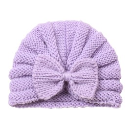 PythJooh Infant Baby Girl Bow Knitted Beanie Hats Newborn Toddler Winter Soft Warm Crochet Beanie Hats with Cute Bow for 0-2Years Purple
