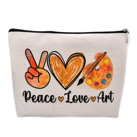 Artist Makeup Bag Gifts for Women Peace Love Art Teacher Gifts Funny Birthday Gifts for Art Lovers Gifts for Girls Artists Woman Cosmetic Bags Painting Supplies Cute Gifts for Mom Daughter Sister