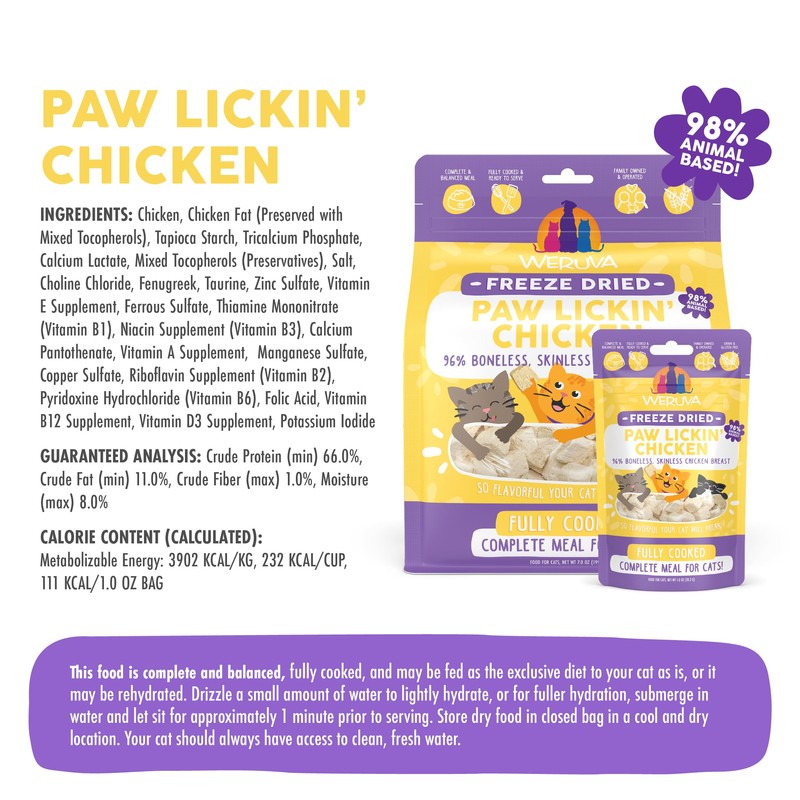 Weruva Cat Freeze Dried, Paw Lickin' Chicken with Chicken Breast,