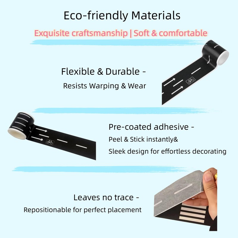 QHUAFoRen 6 Pack 98.4FTx1.9 Roadway Track Tape Adhesive (16.4FTx6), Easy