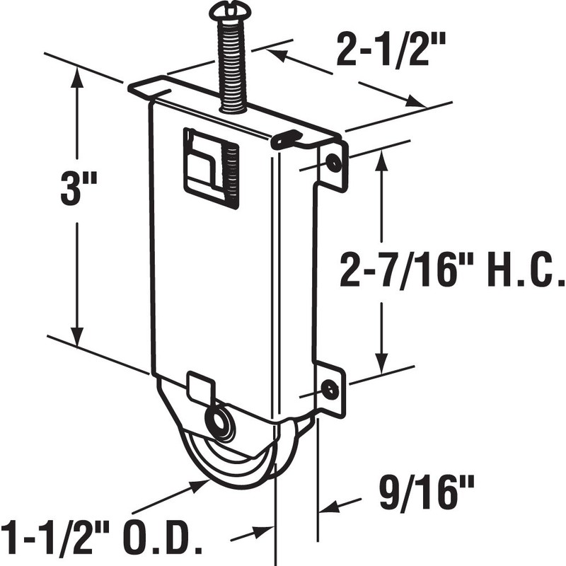 Prime-Line N 6630 Stamped Steel, Adjustable Mirror Door Roller Assembly,
