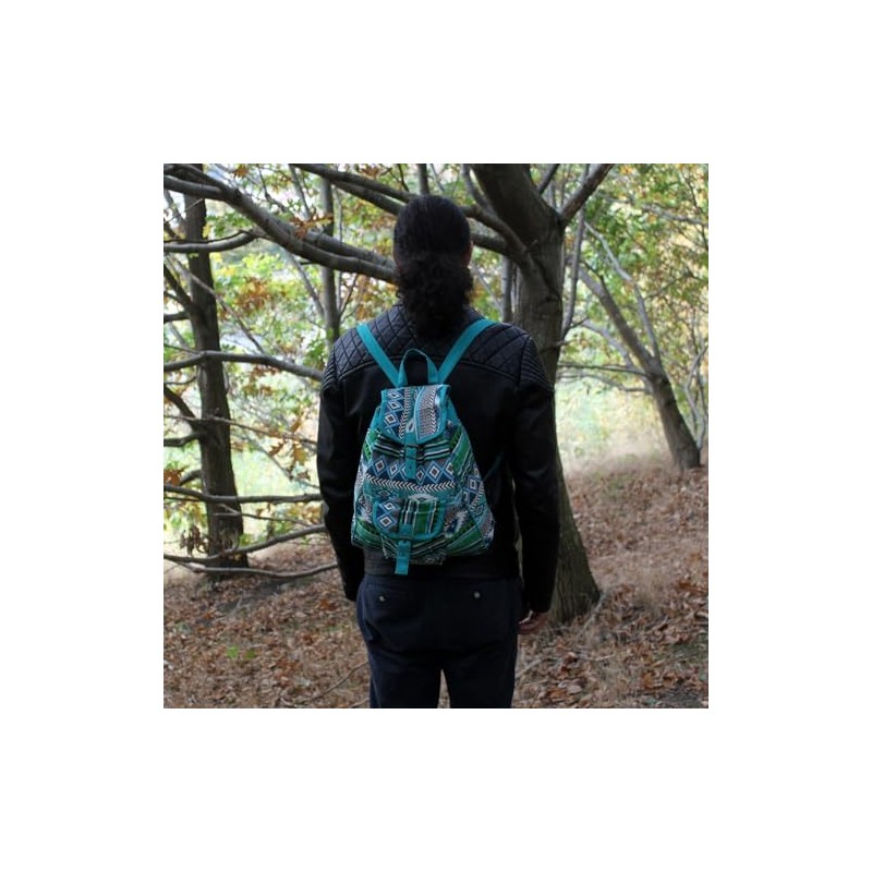 Casual backpack, day pack, Teal Jacquard womens bag