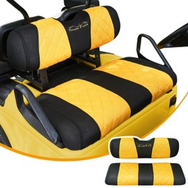 Jaxpare Golf Cart Seat Covers for EZGO TXT and RXV Golf Carts OEM Ordinary Front Seats. Breathable and Washable Sandwich Mesh Air Spacer.Renew Your Golf Cart. (Yellow/Black)