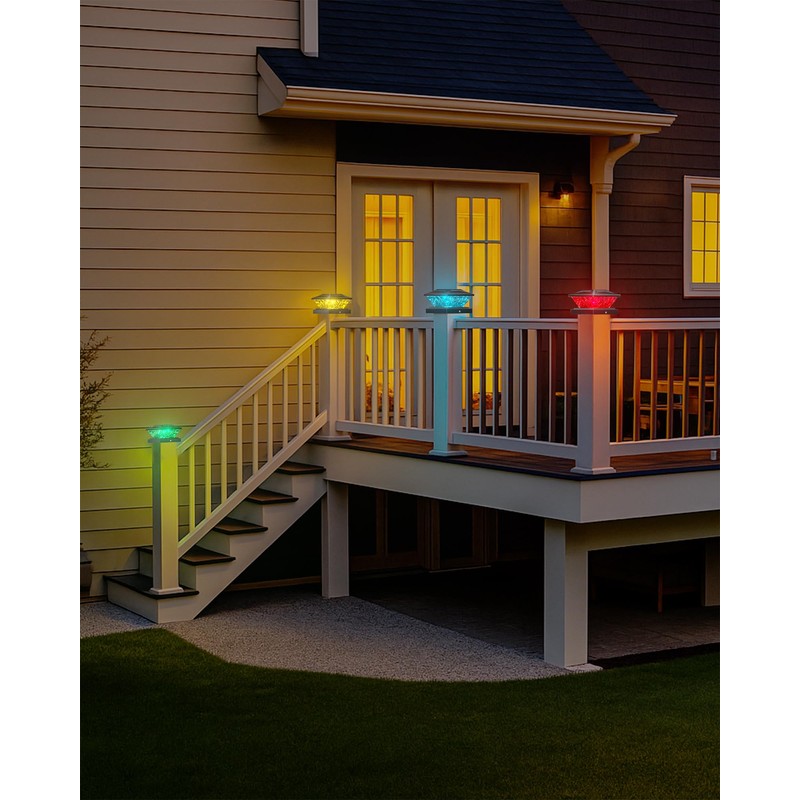 Ofuray Solar Post Cap Lights,4Pack Fence Deck Post Cap Solar