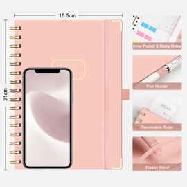 EMSHOI A5 Diary Meeting Notebook for Work - Work Planner Project Notebook with Action Items, Agendas Business Meeting Notes, Office Supplies for Men & Women - 140 Pages, (15.5x21 cm) Pink