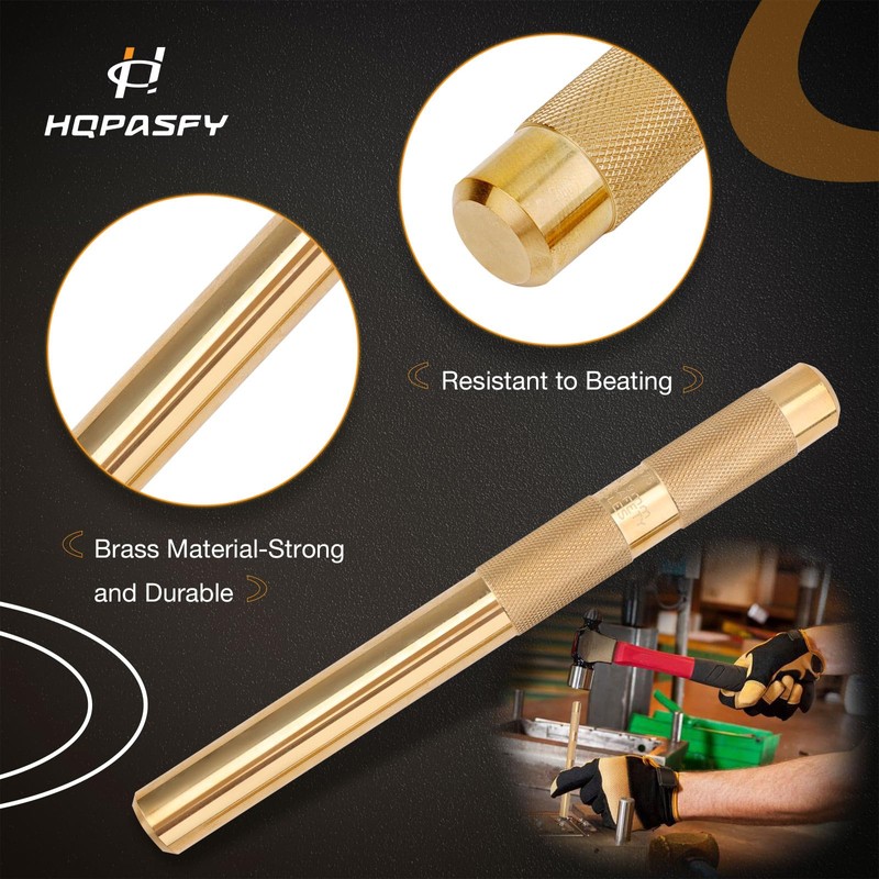Brass Drift Punch Set, 3-Piece – 3/4"-19mm x 8", 1/2"-13mm