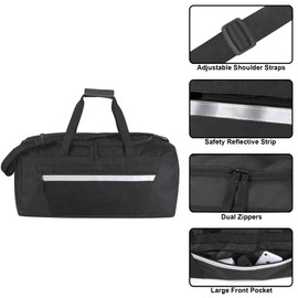 24 Pack Reflective Duffle Bags Bulk for Homeless Adults, Gym, Foster Kids Bulk Duffel Bags Wholesale (Black Pack)
