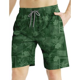 QDEupup Men's Swim Trunks Bathing Suit Swimwear Board Shorts Mesh Lining Quick Dry Beach Shorts Cool-Comfortable for Beach Surfing & Pool Parties Green