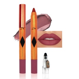 Hxssll Crayon Matte Lipstick Lip Liner Pencil, Moisture Smooth Lipstick Pencil,With pencil sharpener Sharpenable Lip Pencil, Ultimate Lip Crayon for Women Smudgeproof Waterproof 504#