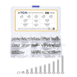 DTGN 290Pcs M3-0.5x6/8/10/12/14/16/18/20/25mm Button Head Socket Cap Screws - 304 Stainless Steel Bolt Nut Set Washer Assortment Kit - Good for Road Bicycle, Mountain Bike, Auto
