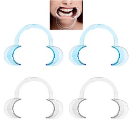 JDXun Pack of 4 C-Shape Mouth Openers, Cheek Holder, Mouth Angle Holder, Mouth Opener Challenge, Mouthpieces Replacement Mouth Stretcher for Oral Examination and Teeth Whitening (2 x Blue, 2 x