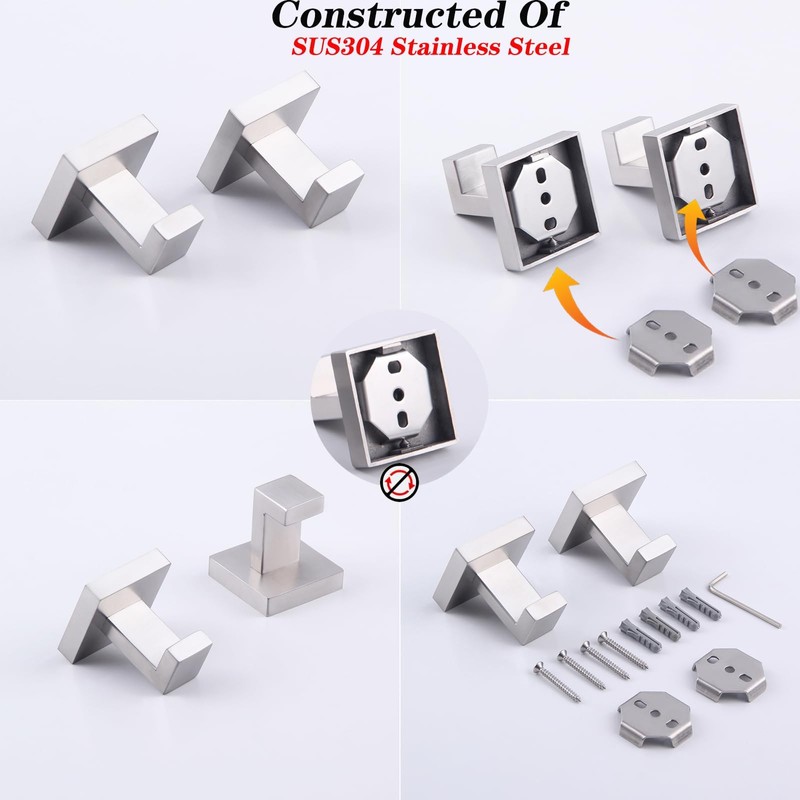 GERZWY Brushed Stainless Steel Towel Hook Robe Hook Coat Hook